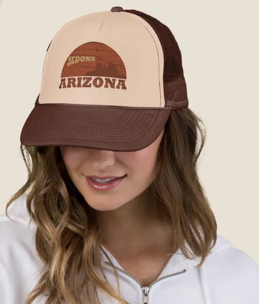 Arizona Sedona vintage sunset landscape az trucker hat