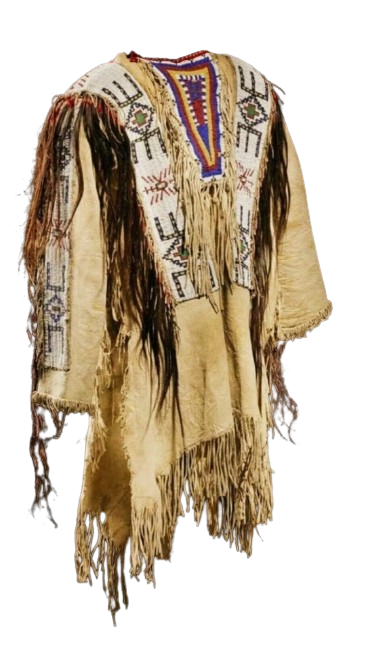 ld Style Beige Buckskin Suede Hide Rendezvous Powwow Regalia War Shirt