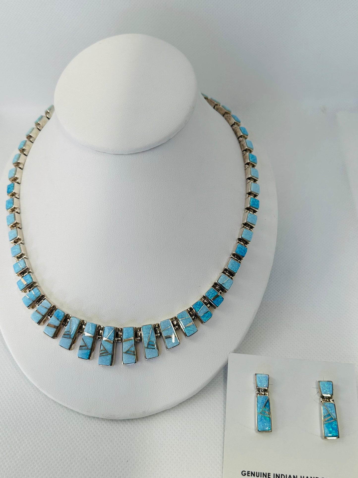 Necklace, Opal Handmade Stone Inlay, Navajo Made