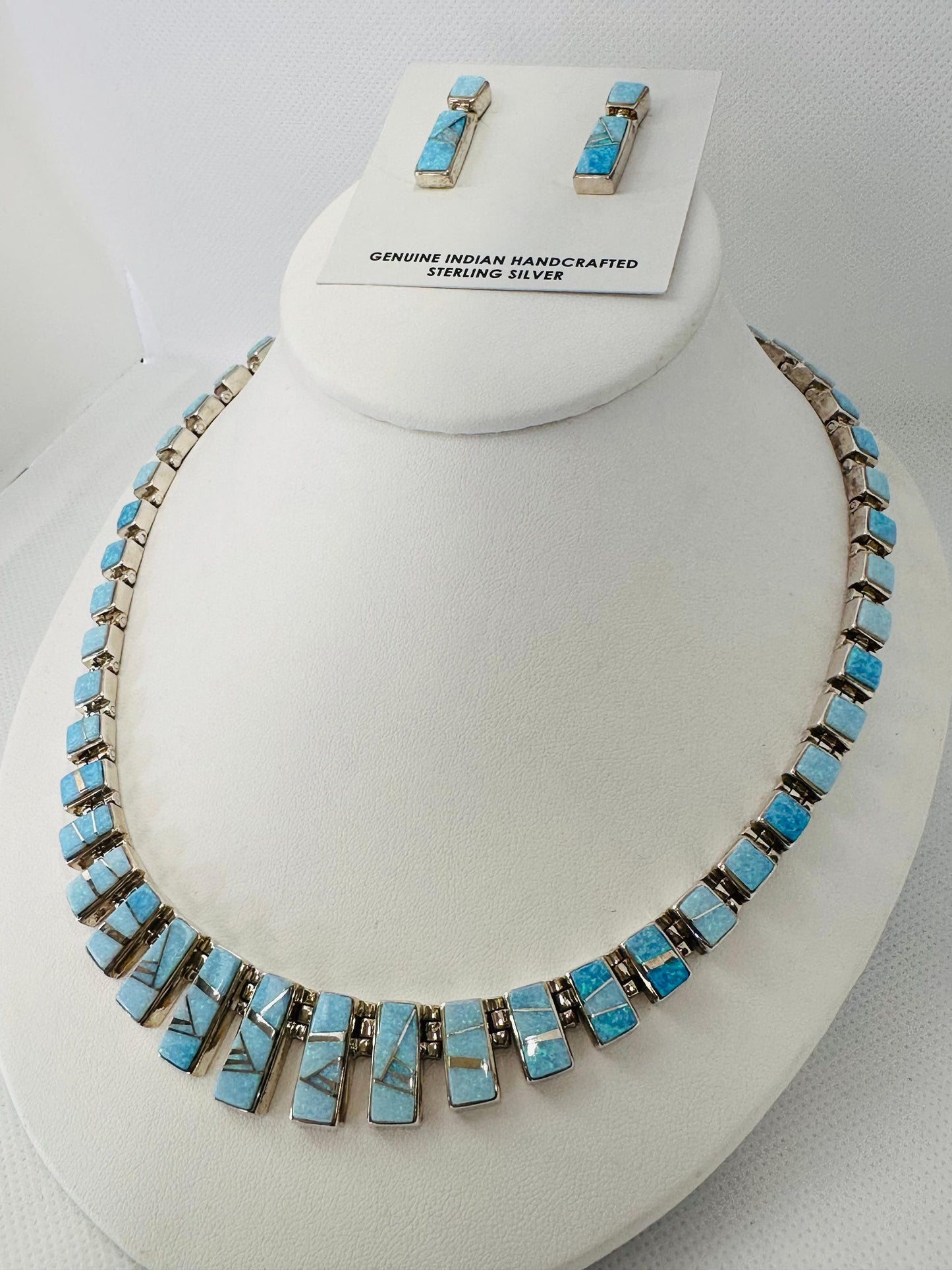 Necklace, Opal Handmade Stone Inlay, Navajo Made