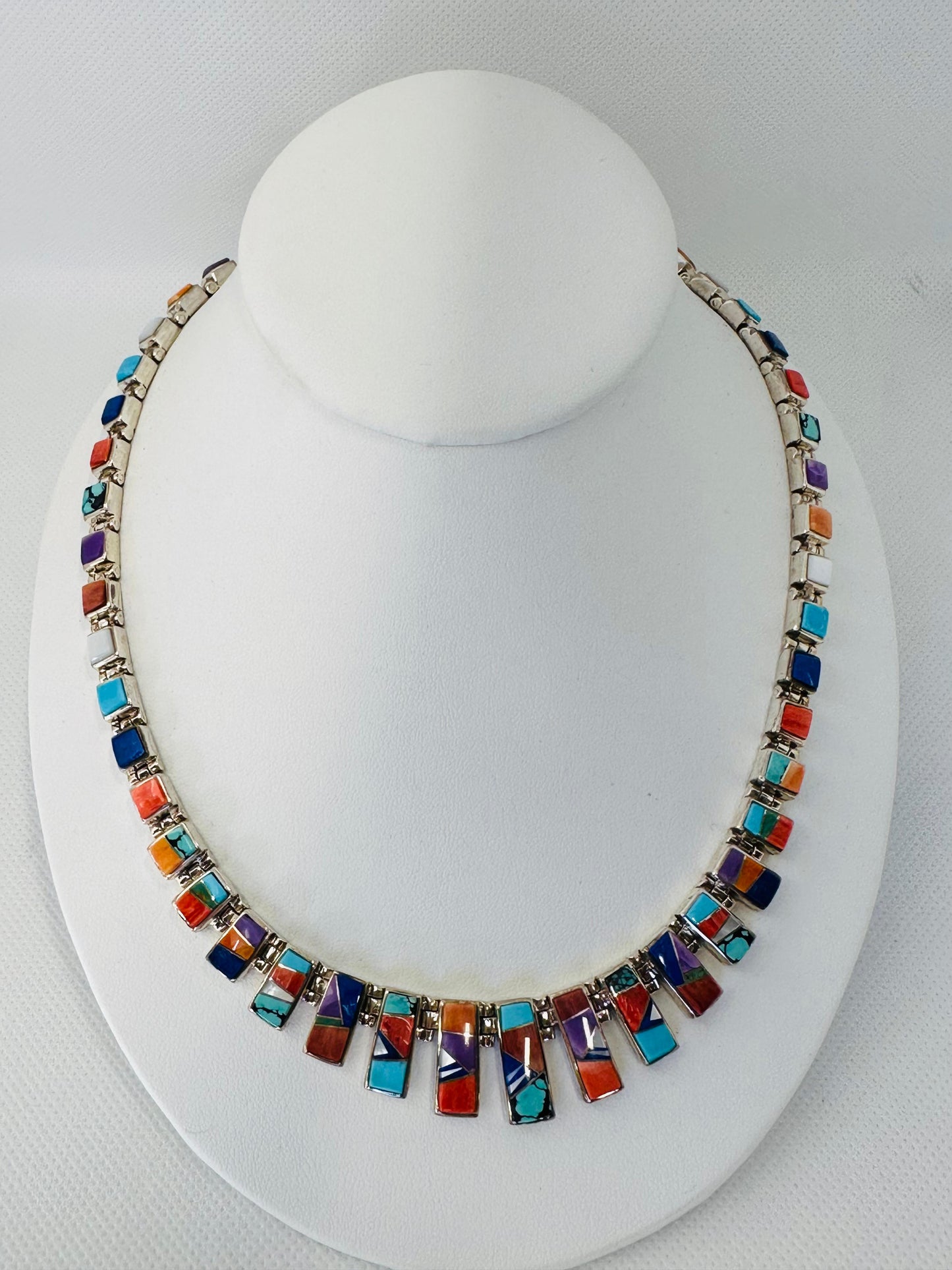 Handmade Navajo Necklace, Multi Stone Inlay, Navajo Made