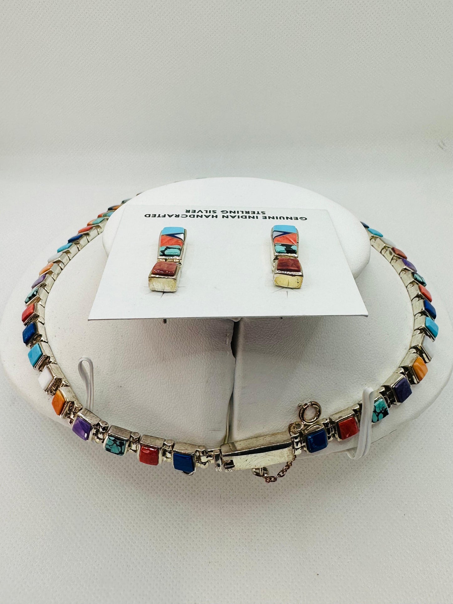 Handmade Navajo Necklace, Multi Stone Inlay, Navajo Made