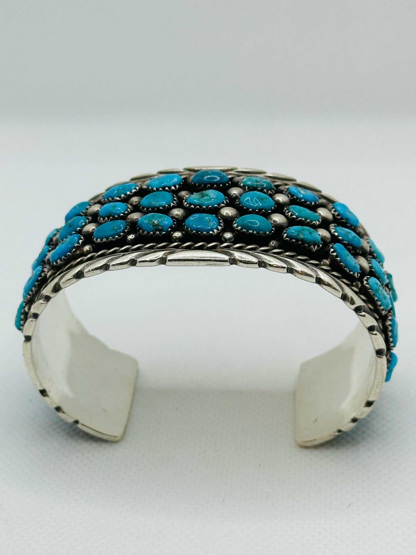 Navajo Kingman Turquoise Silver Cuff Sterling Bracelet