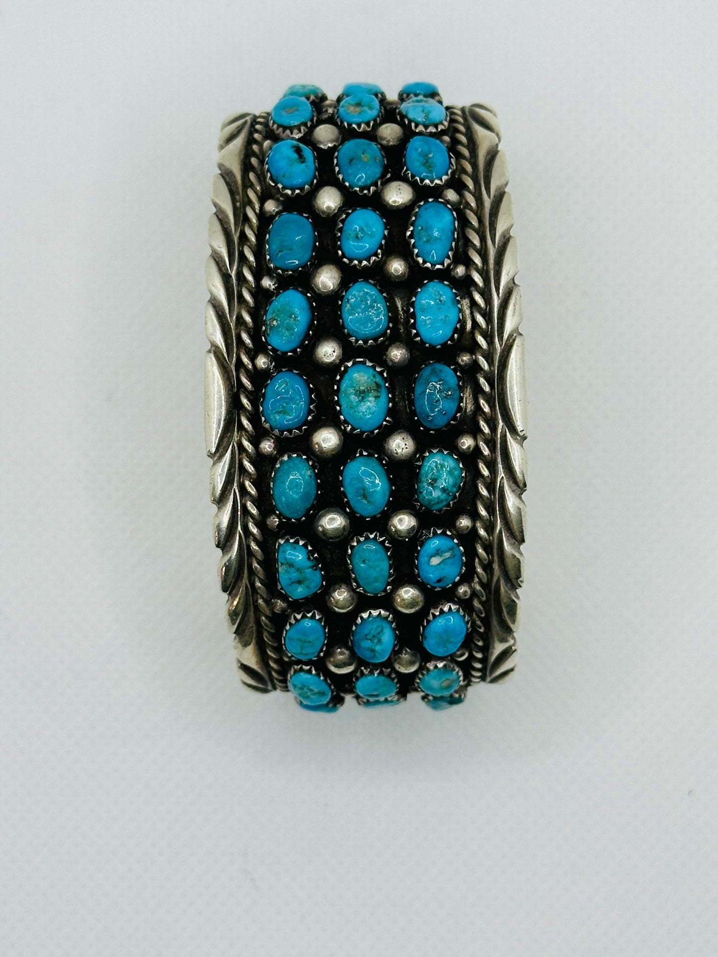 Navajo Kingman Turquoise Silver Cuff Sterling Bracelet