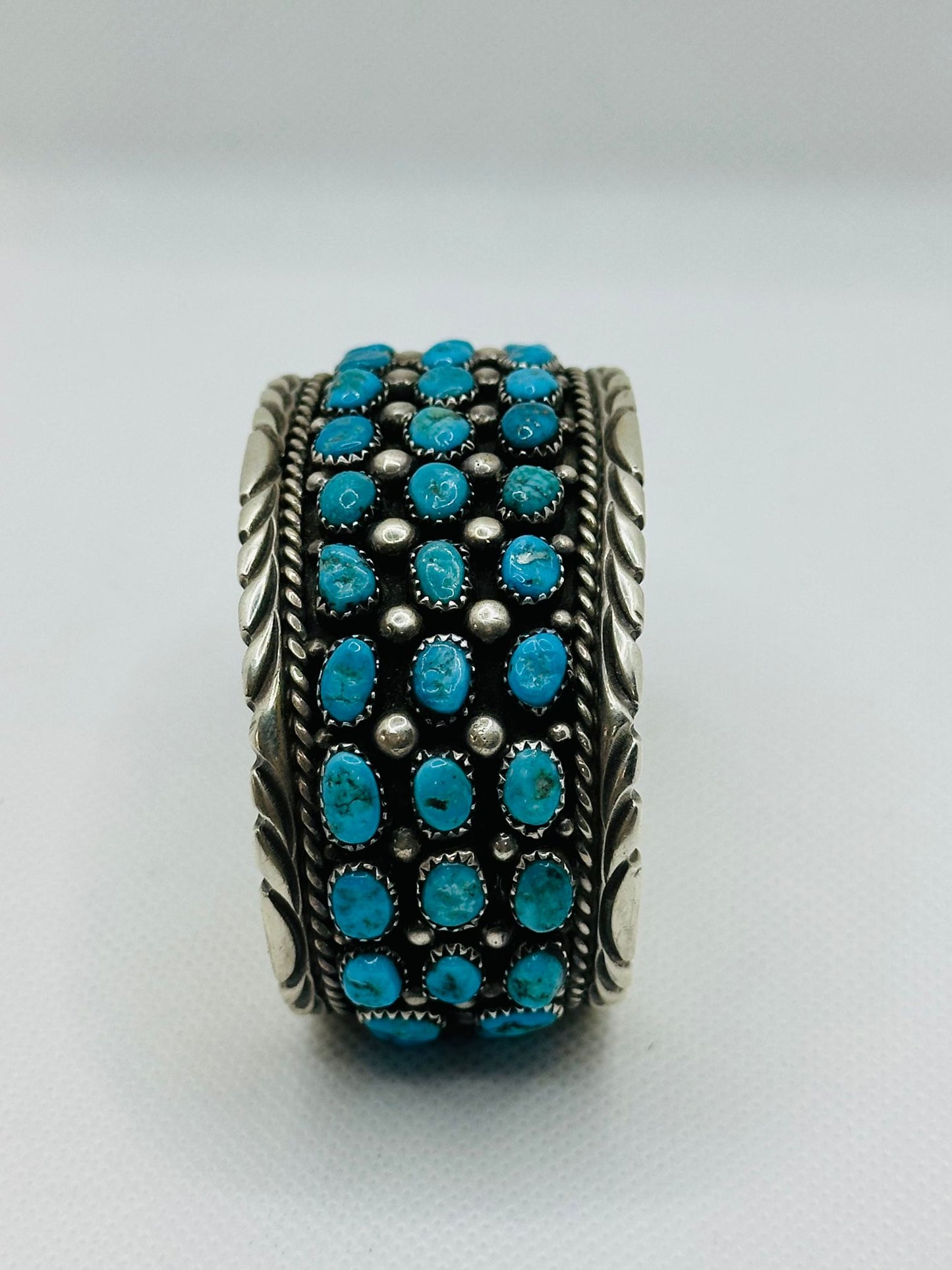 Navajo Kingman Turquoise Silver Cuff Sterling Bracelet