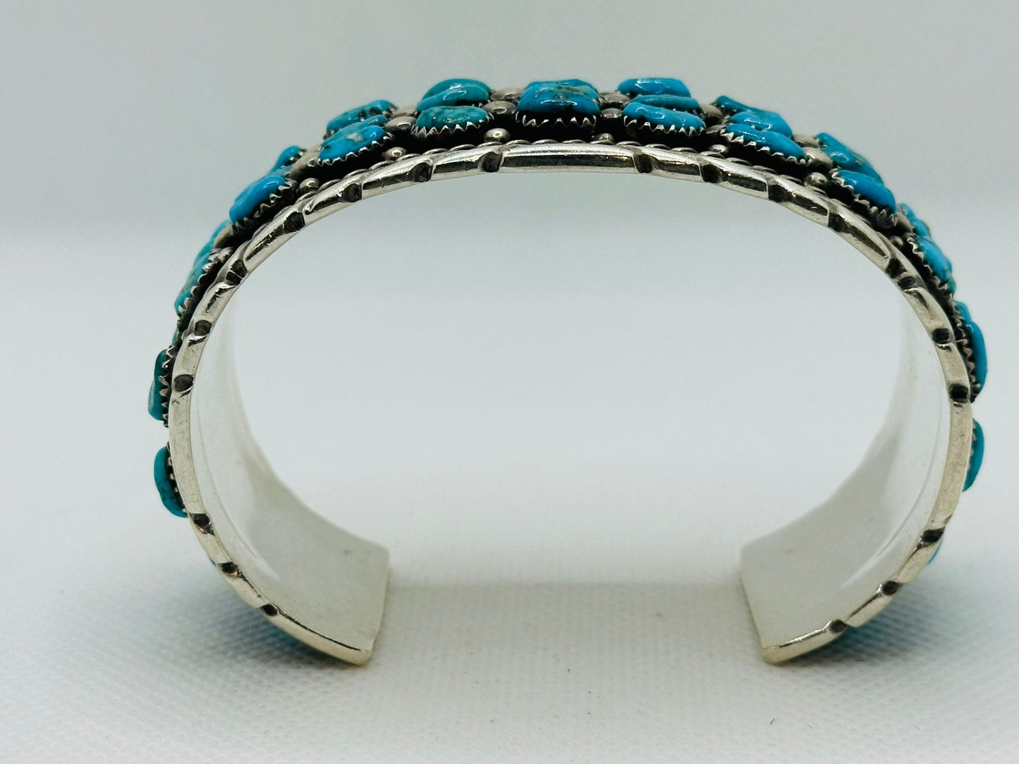 Navajo Kingman Turquoise Silver Cuff Sterling Bracelet