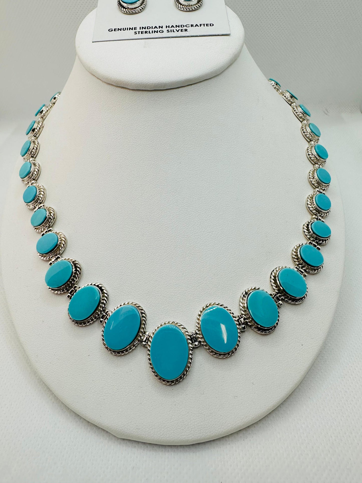 Turquoise Necklace, Sleeping Beauty Stone Inlay, Navajo Made