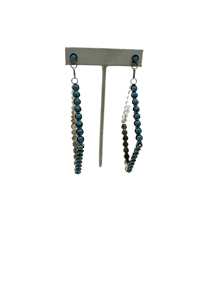 Earring, dangle, turquoise 