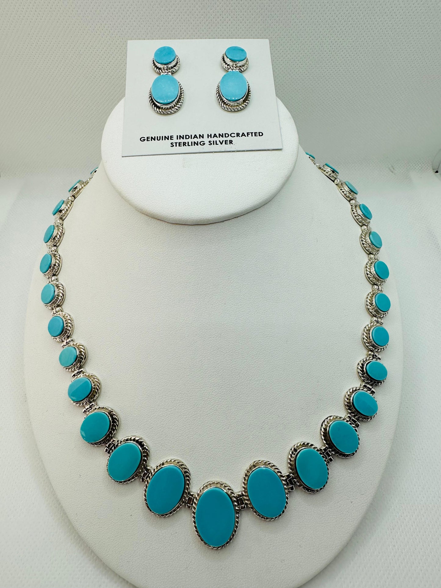 Turquoise Necklace, Sleeping Beauty Stone Inlay, Navajo Made