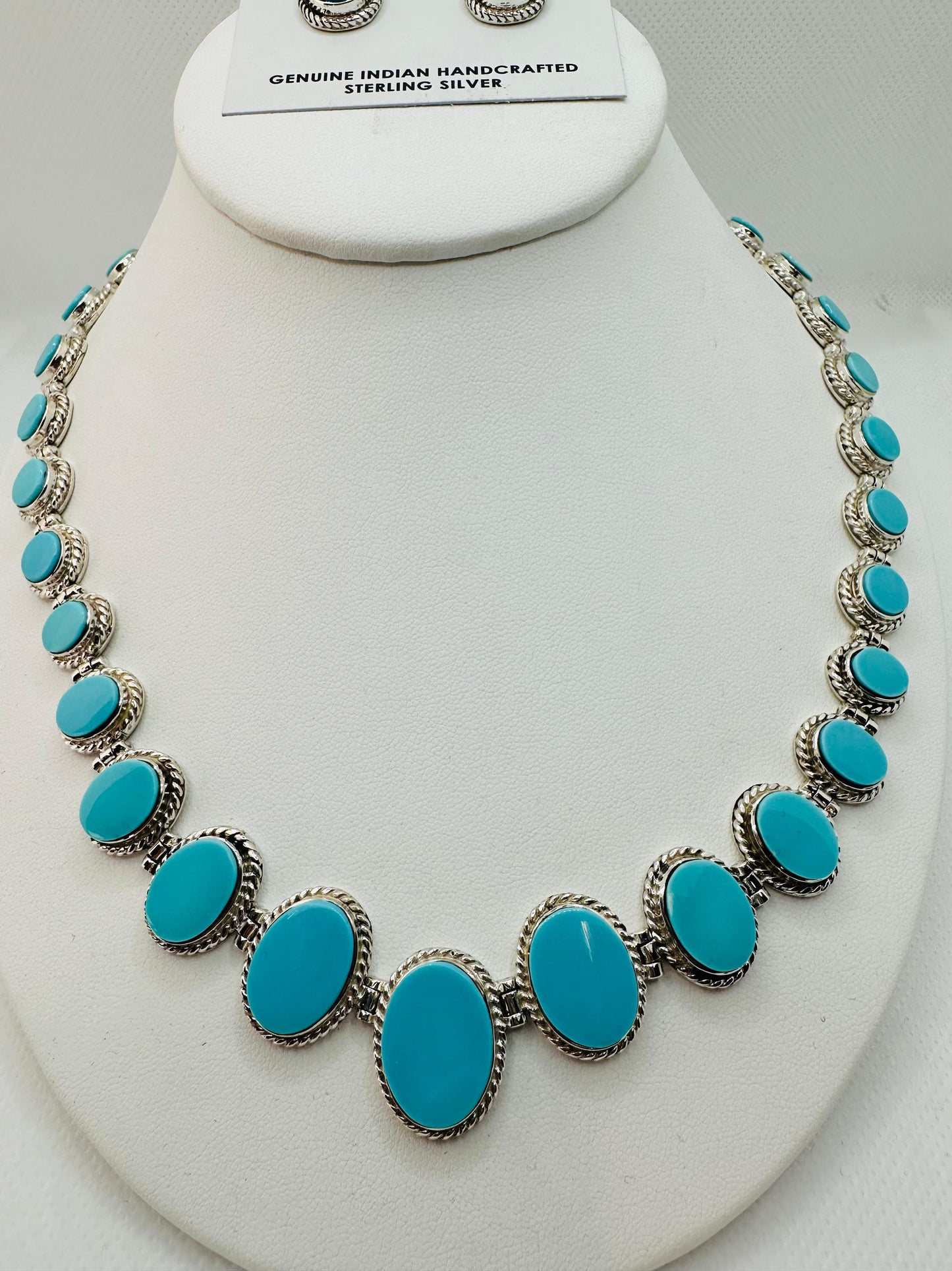 Turquoise Necklace, Sleeping Beauty Stone Inlay, Navajo Made