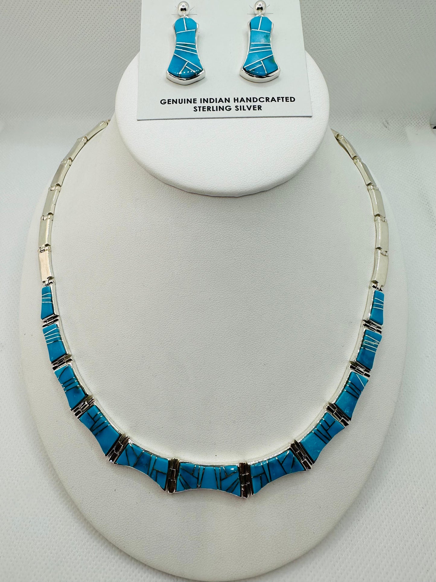 Turquoise Stone Inlay, Necklace, Navajo Made