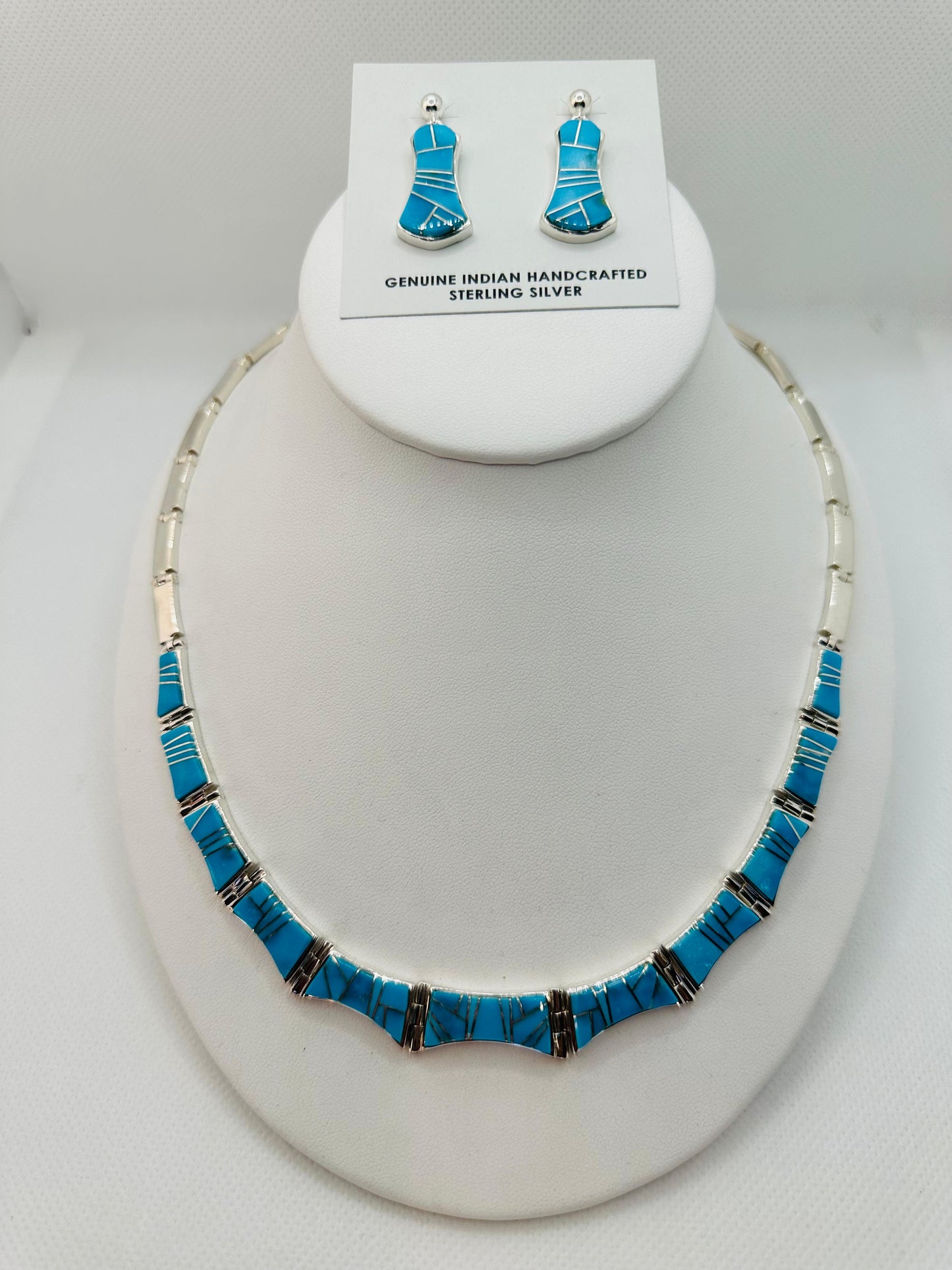 Turquoise Stone Inlay, Necklace, Navajo Made