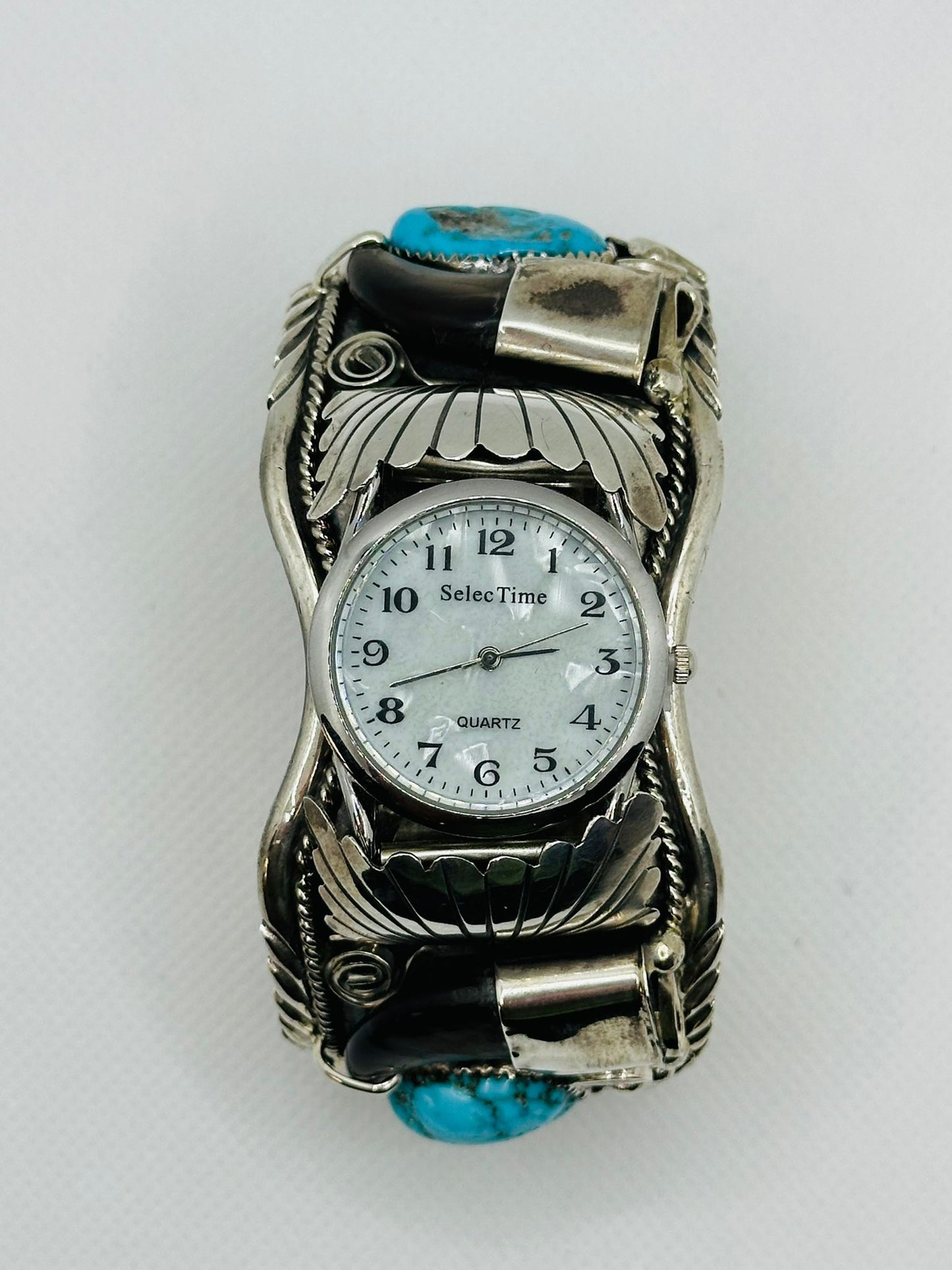 Navajo Turquoise Silver Watch Cuff Sterling Design