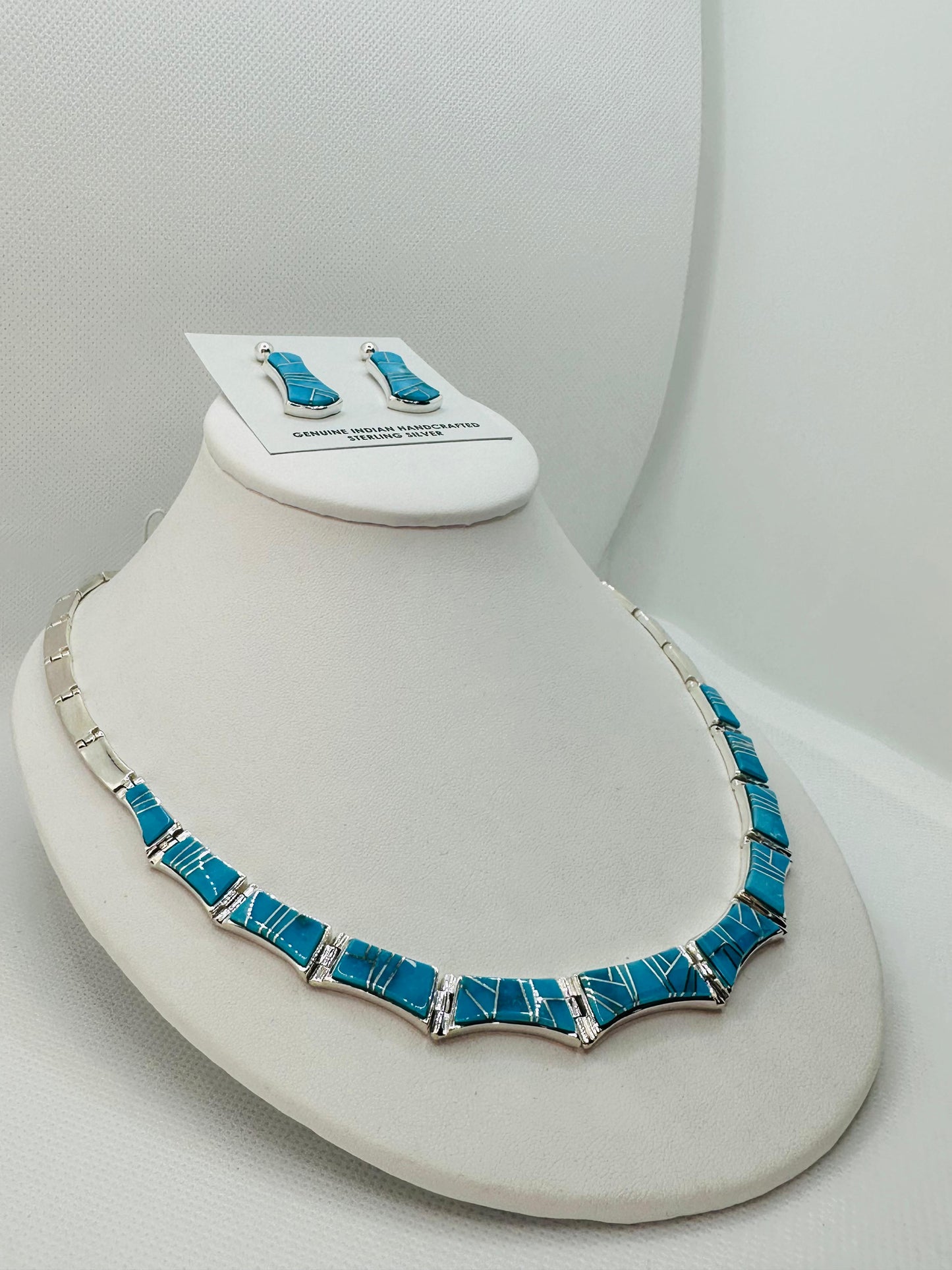 Turquoise Stone Inlay, Necklace, Navajo Made
