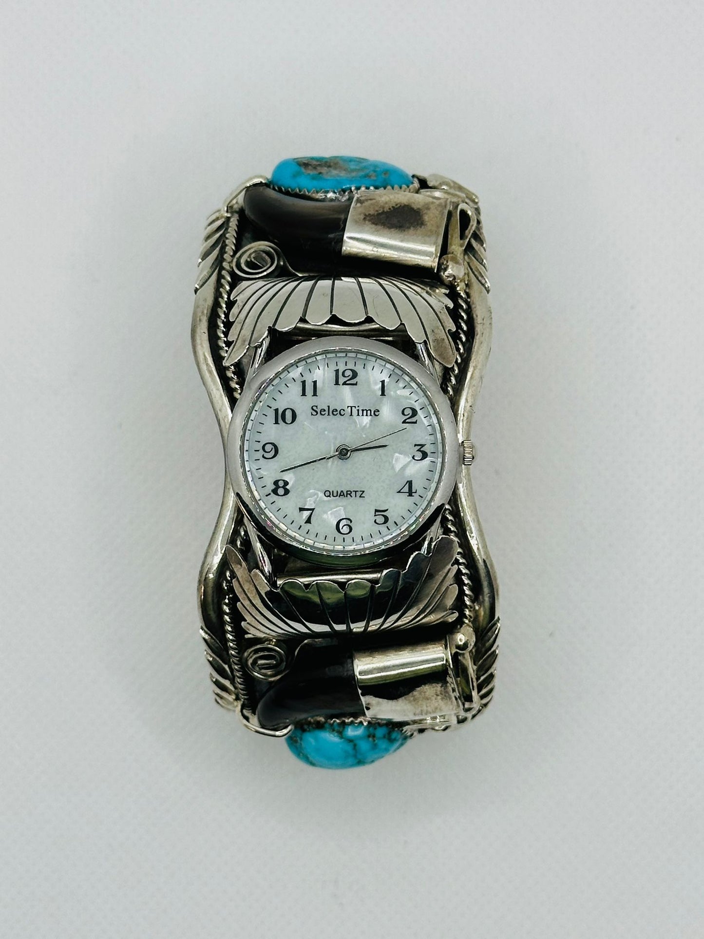 Navajo Turquoise Silver Watch Cuff Sterling Design