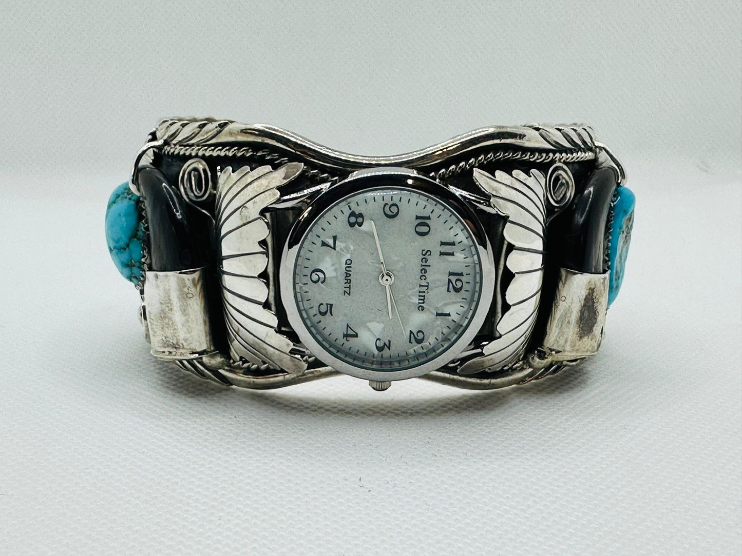 Navajo Turquoise Silver Watch Cuff Sterling Design