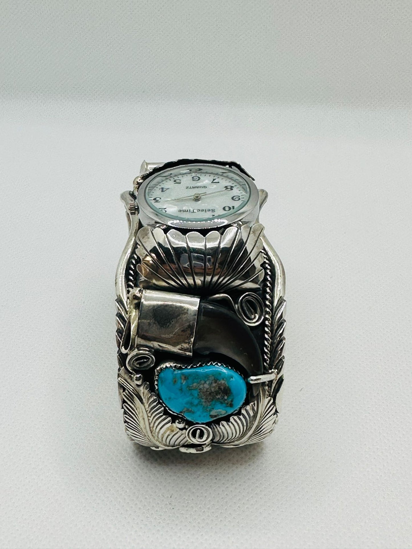 Navajo Turquoise Silver Watch Cuff Sterling Design