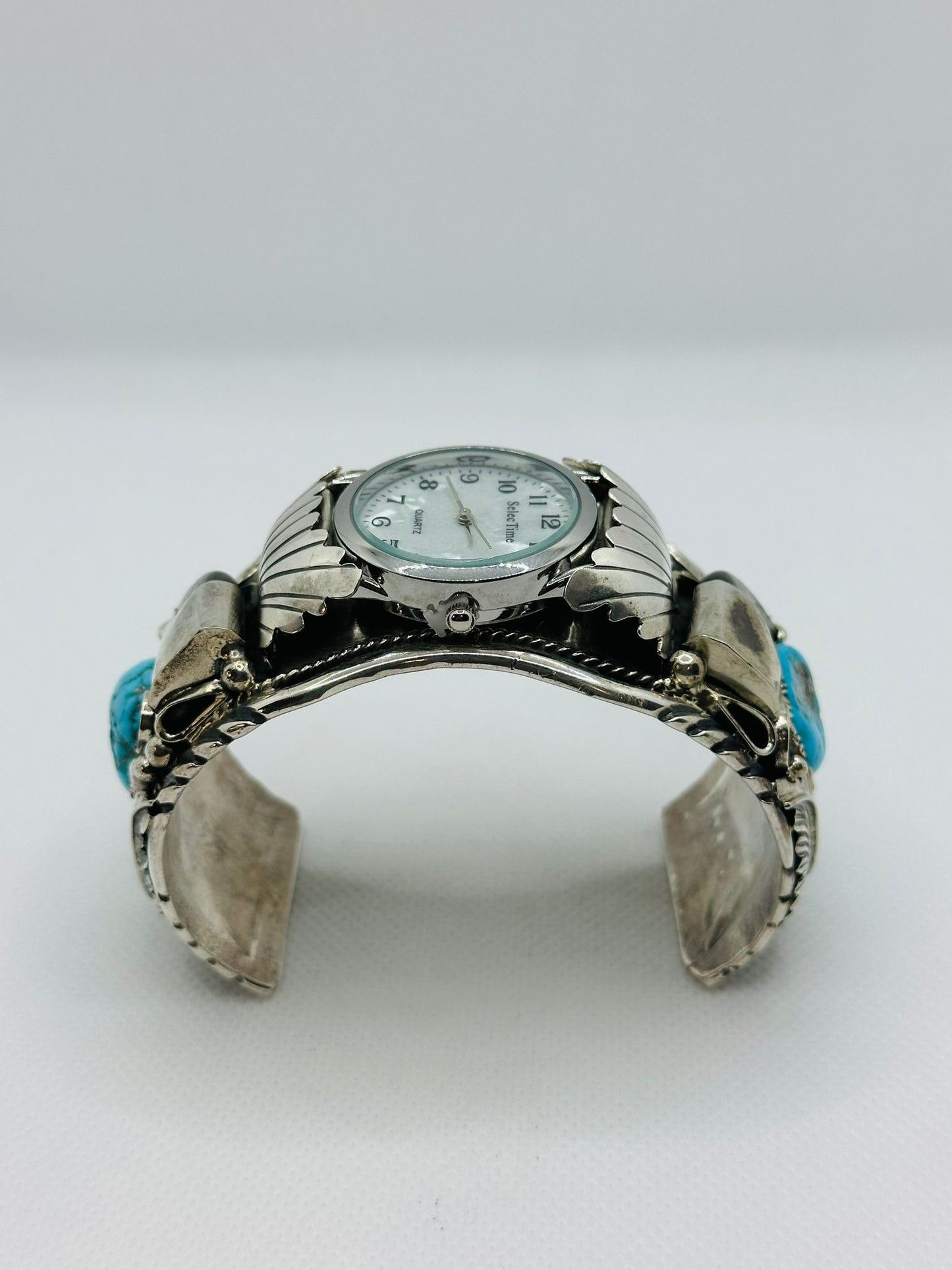 Navajo Turquoise Silver Watch Cuff Sterling Design