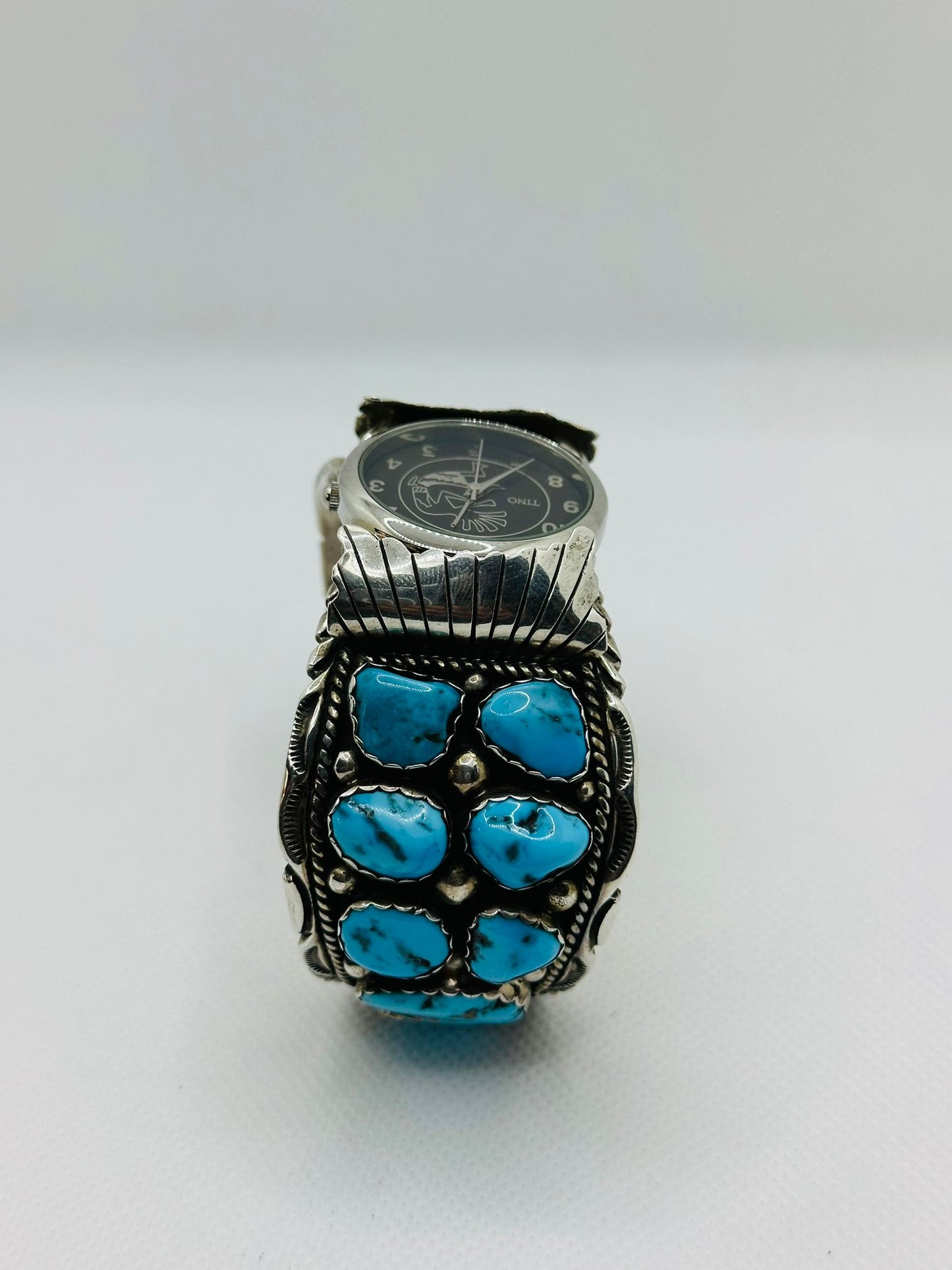 Watch Cuff Sterling Design Navajo Turquoise Silver