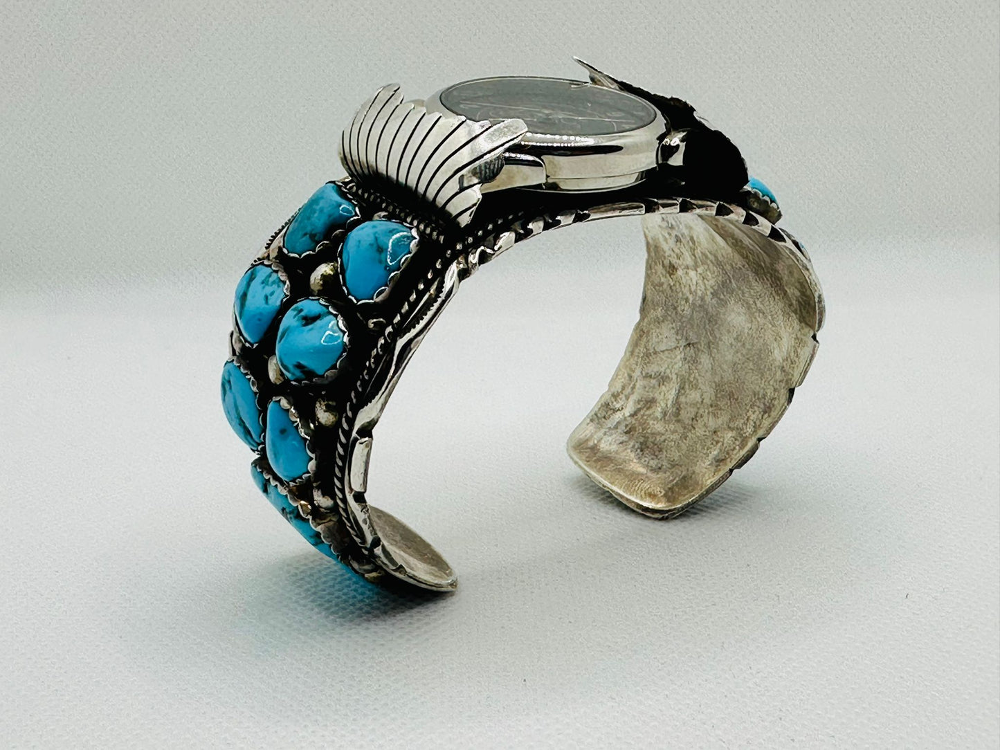 Watch Cuff Sterling Design Navajo Turquoise Silver