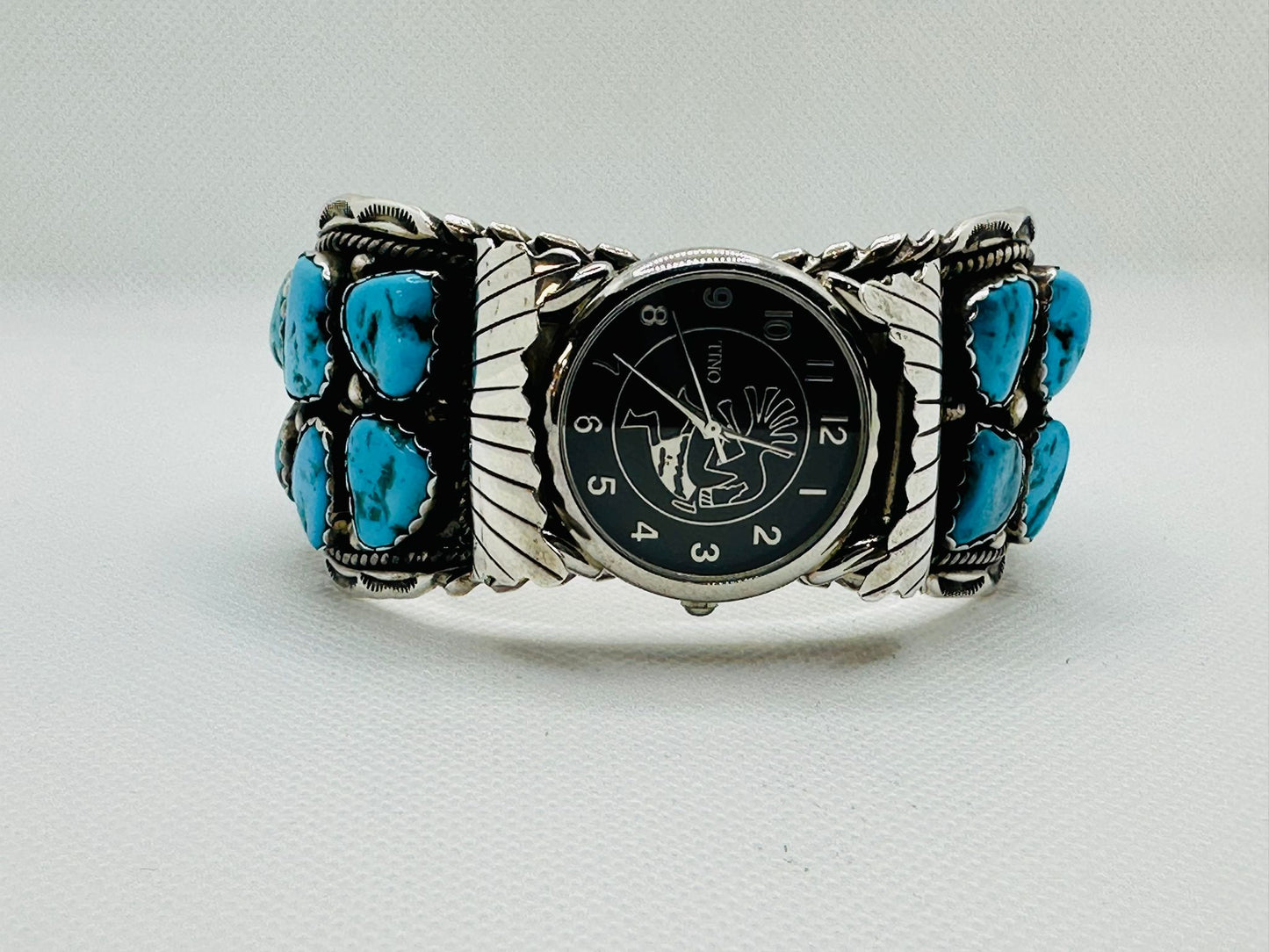 Watch Cuff Sterling Design Navajo Turquoise Silver