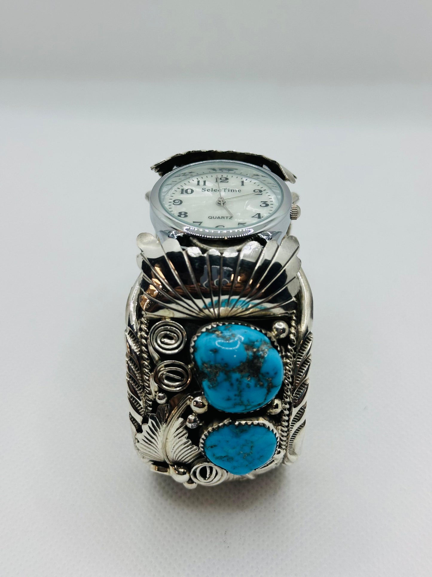 Navajo Turquoise Silver Watch Cuff Sterling Design