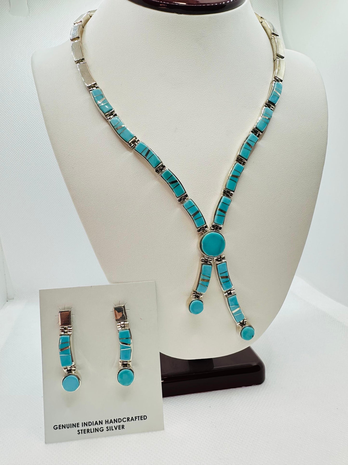Sleeping beauty Necklace, Turquoise Stone Inlay, Navajo Made
