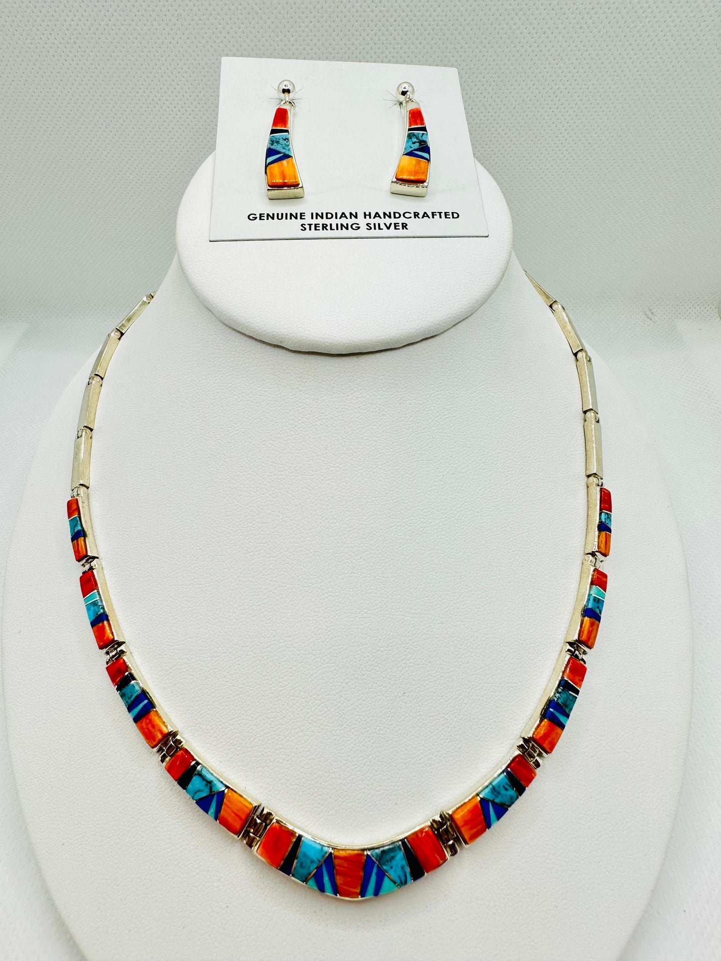 Multi Stones Inlay Necklace, Multi Stone Inlay, Navajo Made