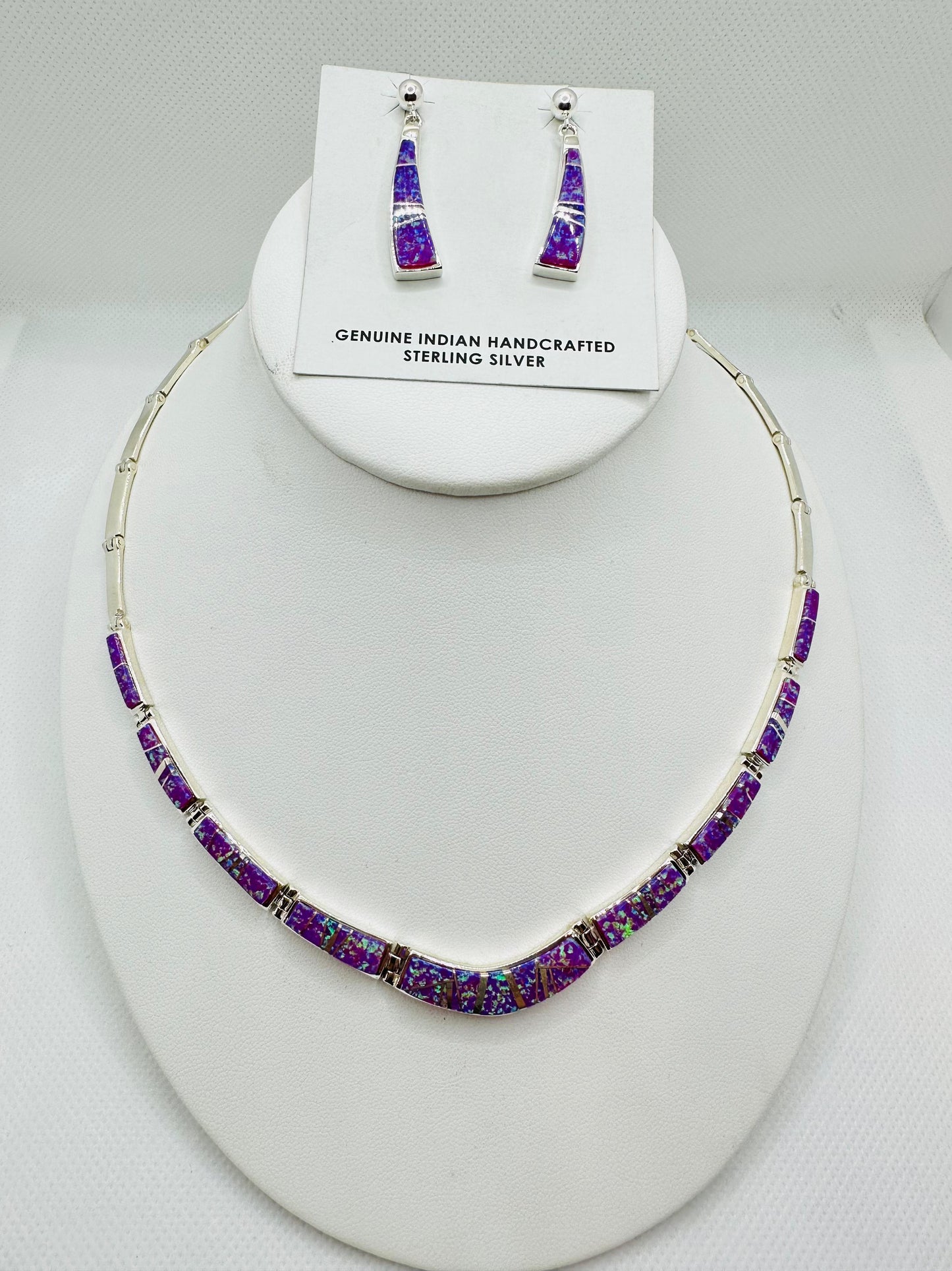 Navajo Made Necklace, Multi Stones Opal Inlay,