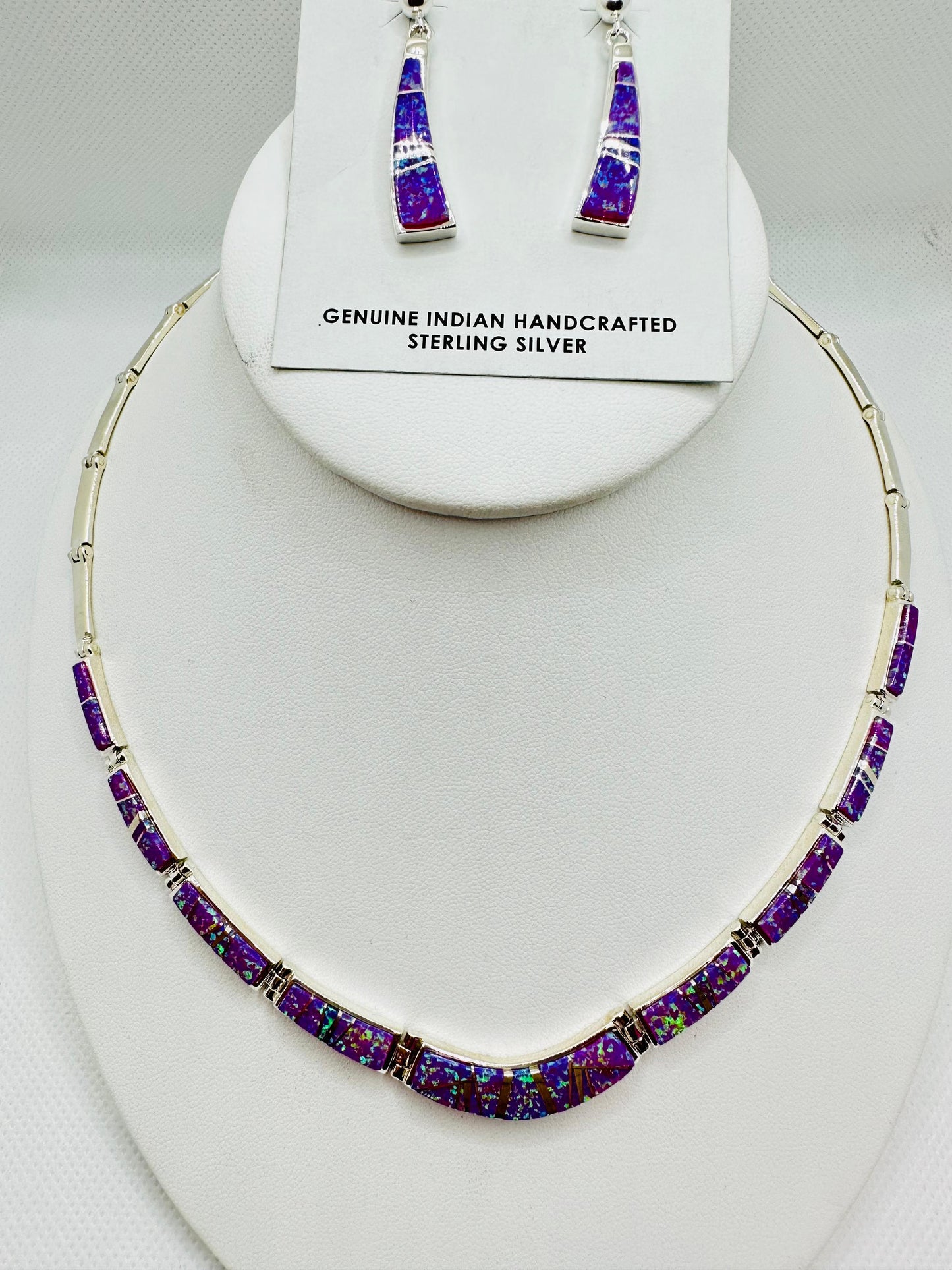 Navajo Made Necklace, Multi Stones Opal Inlay,