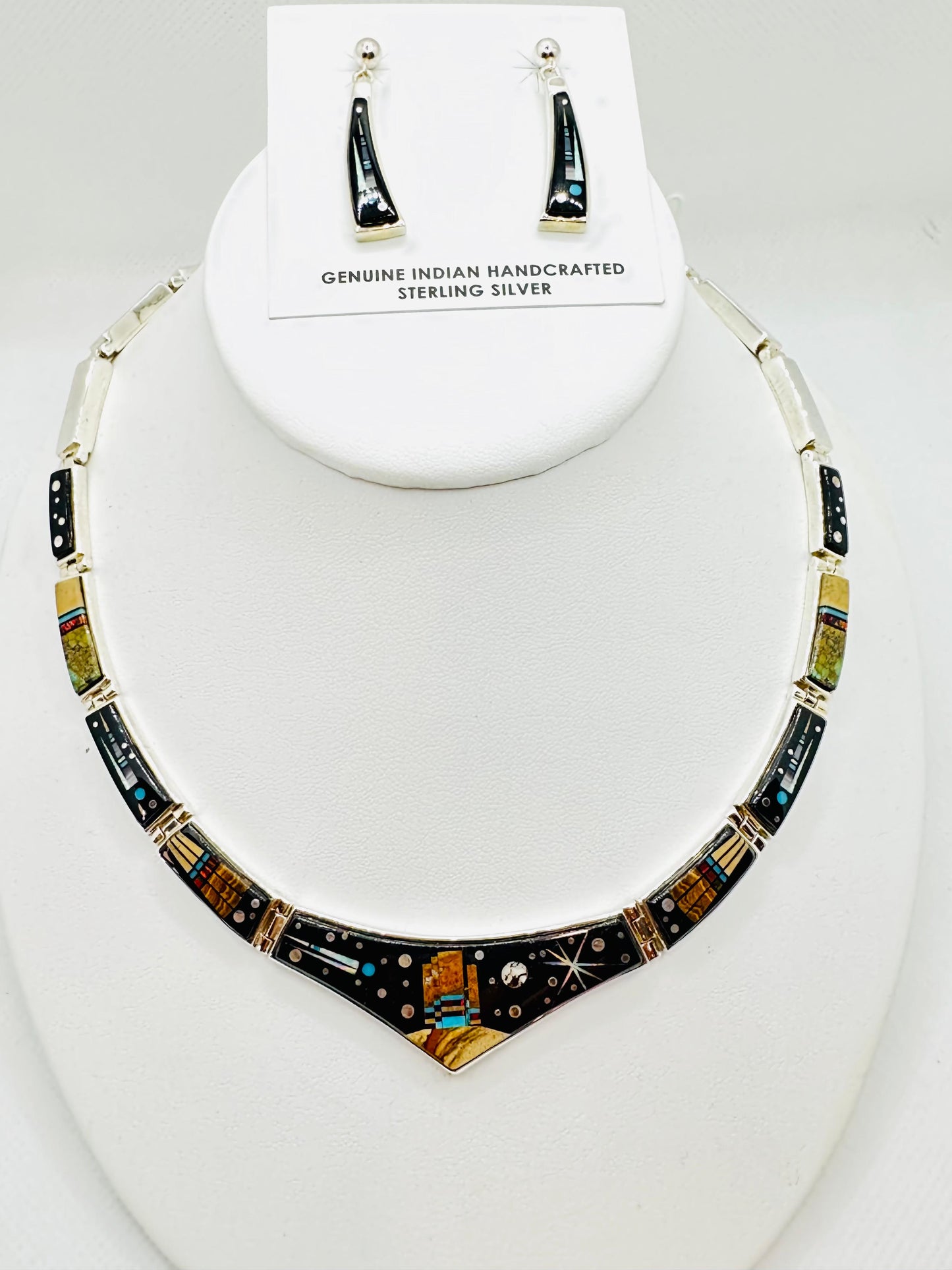 Multi Stones Inlay, Necklace, Multi Stones Inlay, Story T Navajo Made