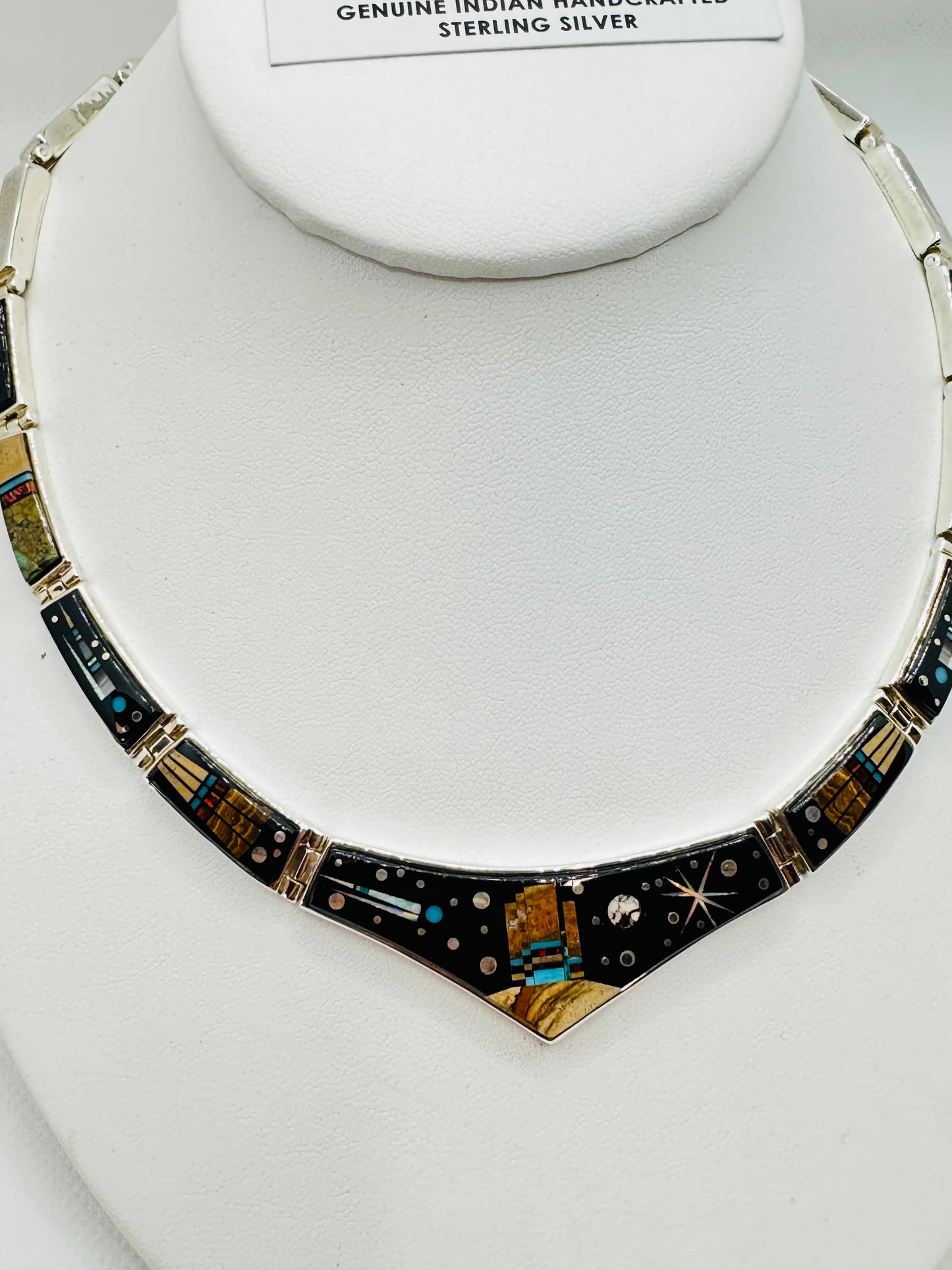Multi Stones Inlay, Necklace, Multi Stones Inlay, Story T Navajo Made