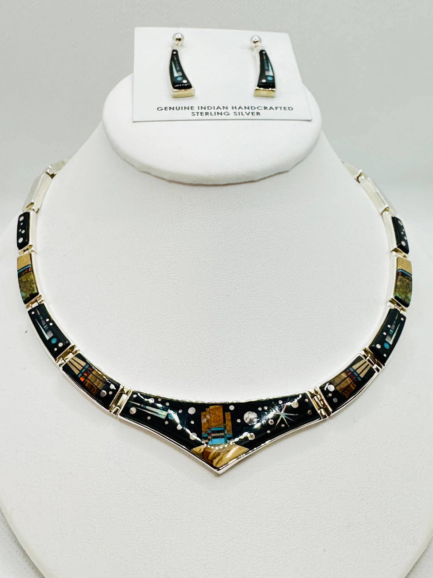 Multi Stones Inlay, Necklace, Multi Stones Inlay, Story T Navajo Made