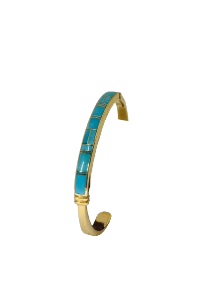 14K Gold Turquoise Bracelet Cuff