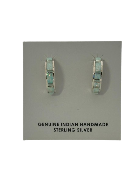 Earrings fire opal half hoops