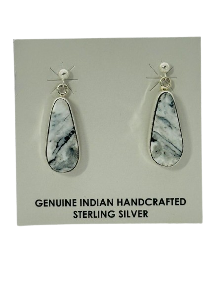 Earrings, white buffalo 