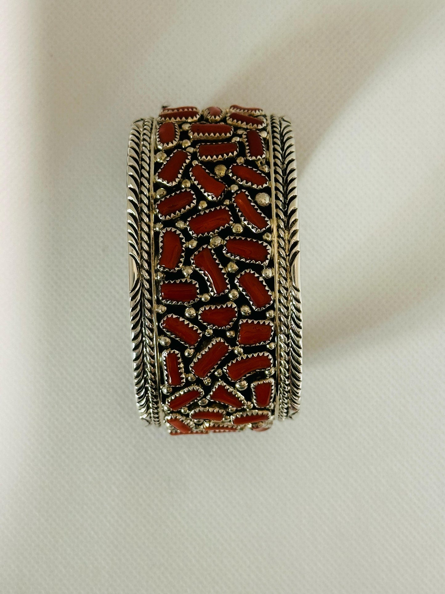 Navajo Sterling Silver Coral Bracelet