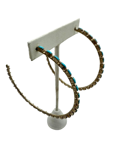 Earrings sleeping beauty Turquoise,hoops 