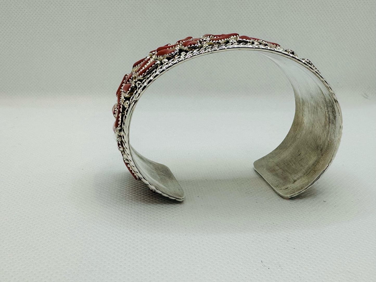 Navajo Sterling Silver Coral Bracelet