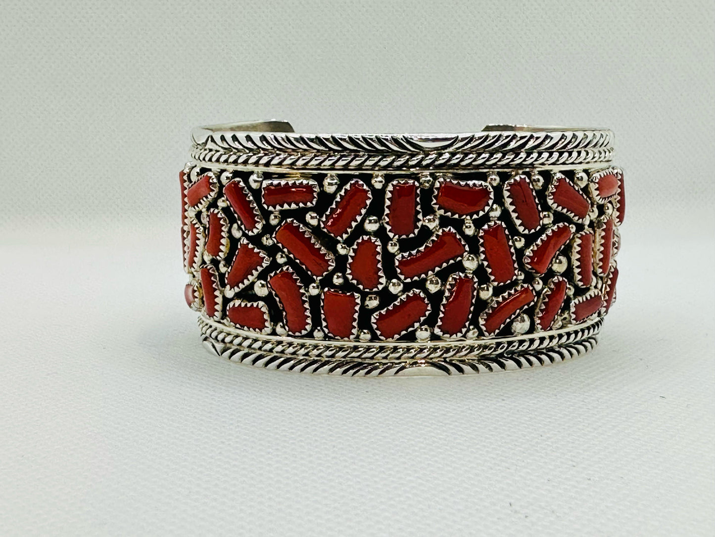 Navajo Sterling Silver Coral Bracelet