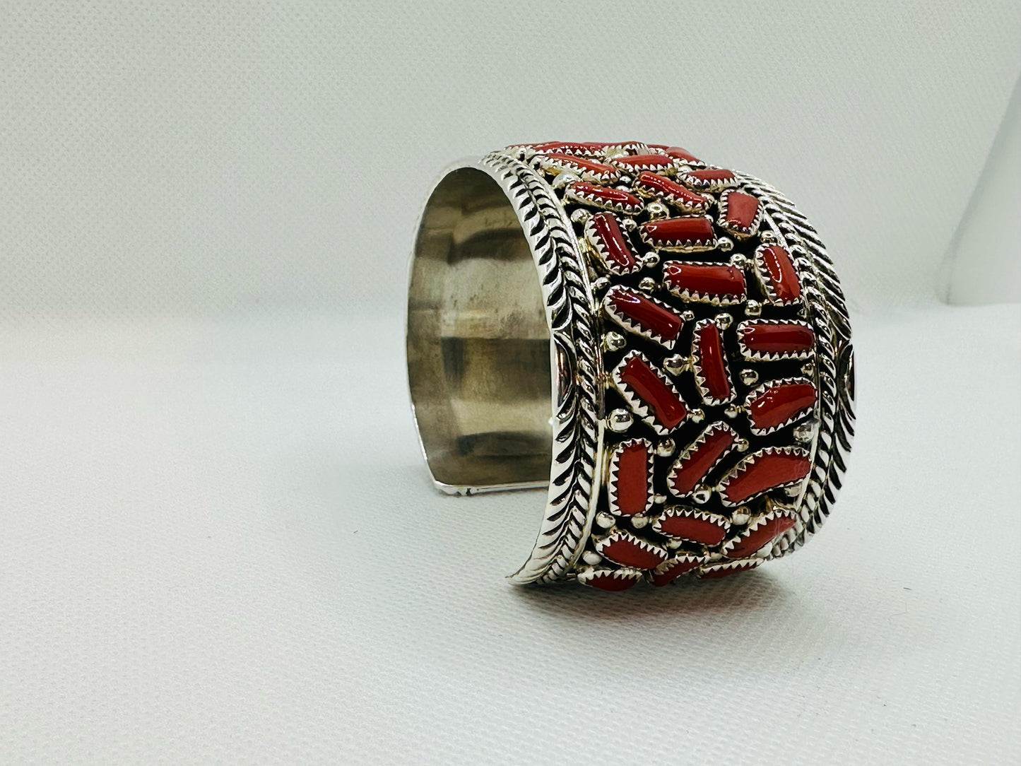 Navajo Sterling Silver Coral Bracelet