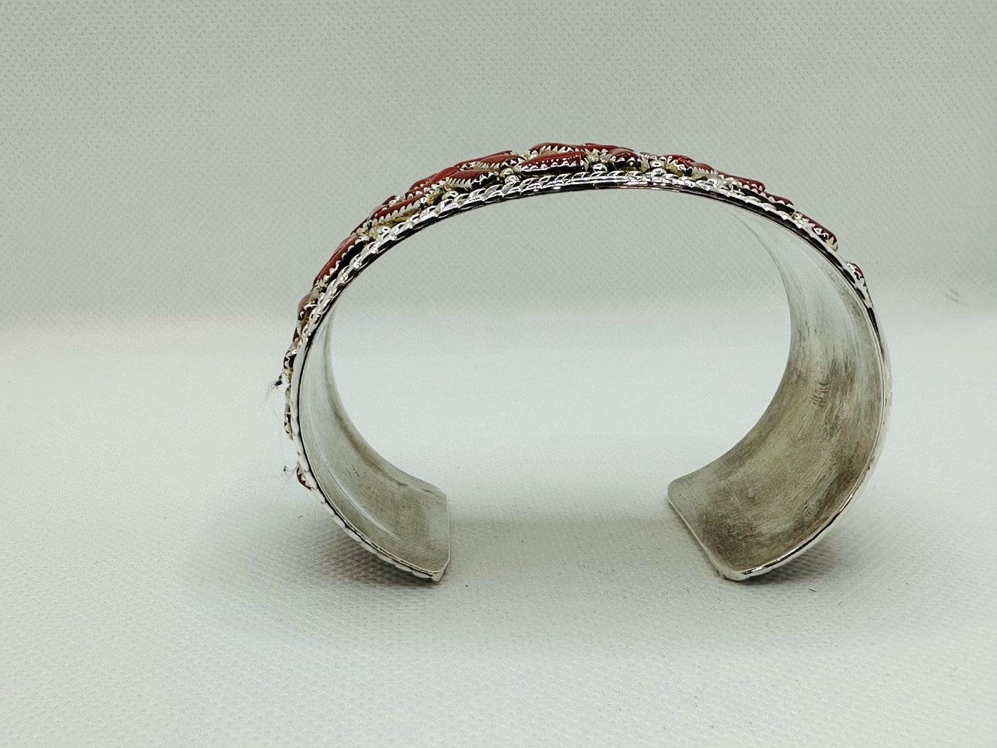 Navajo Sterling Silver Coral Bracelet