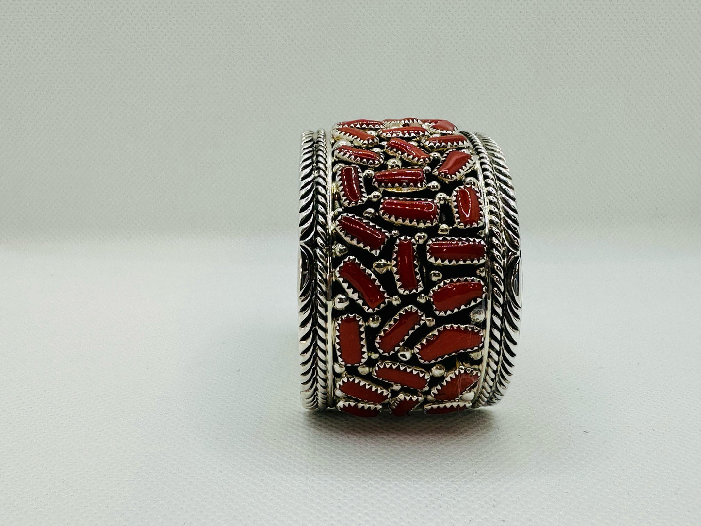 Navajo Sterling Silver Coral Bracelet