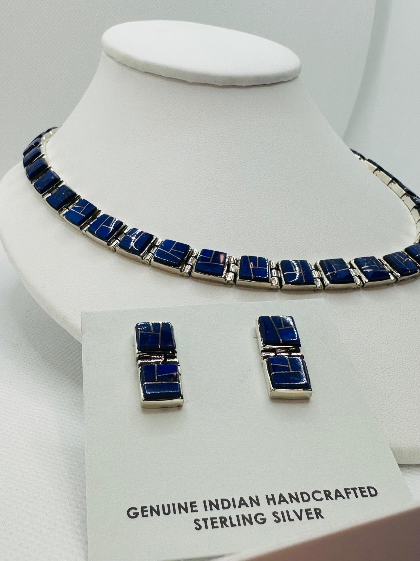 Navajo Handmade - Necklace, Lapis Stone Inlay, Navajo Made