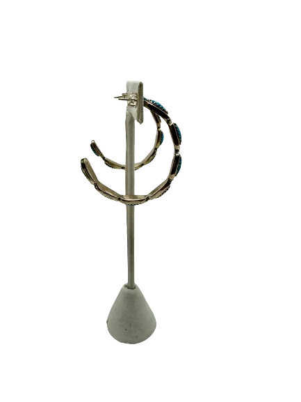 Earring, Kingman, turquoise hoops 