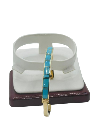 14K Gold Turquoise Bracelet Cuff