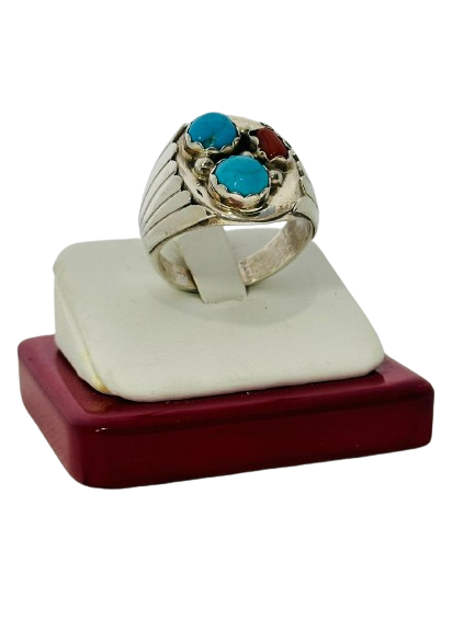 Ring Turquoise with Coral 
