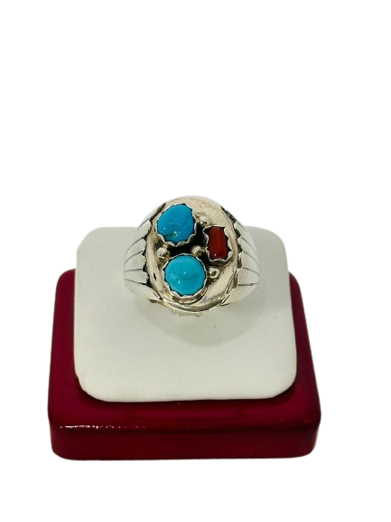 Ring Turquoise with Coral 