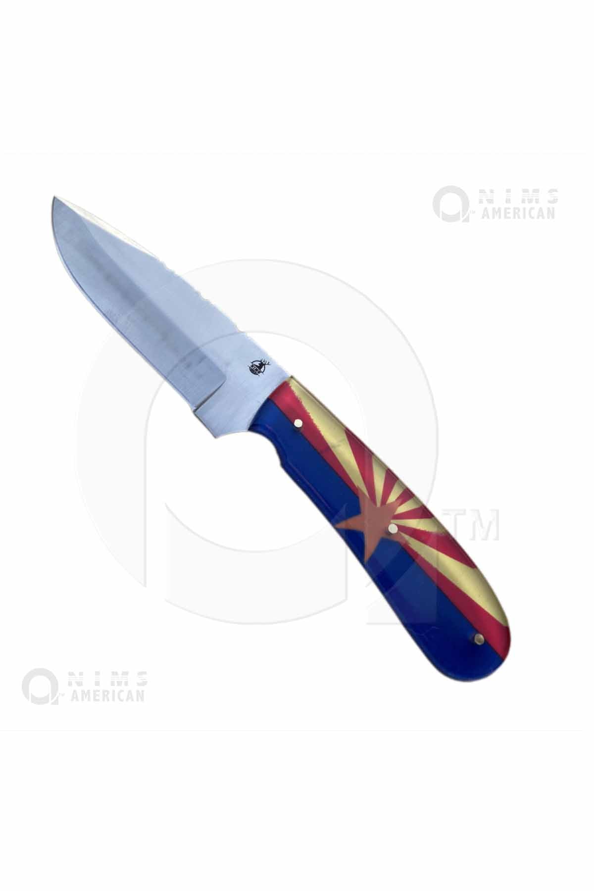 71003- S Steel hunting Knife with Arizona Flag Handle. NIMS American.