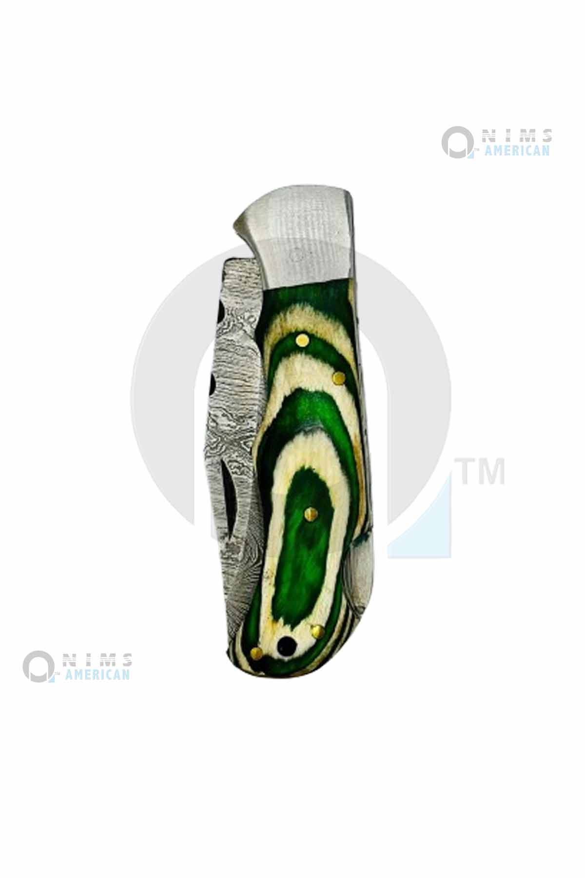 31022-4" Handmade Damascus Pocket Knife Back Lock Folding Knife Silver Blasters Nims American.